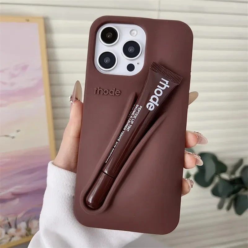 Brand Soft Silicone Case for IPhone 17 16 15 14 13 12 11 Pro Max Plus Air Lipstick Portable Phone Case Without Lip Gloss and Box